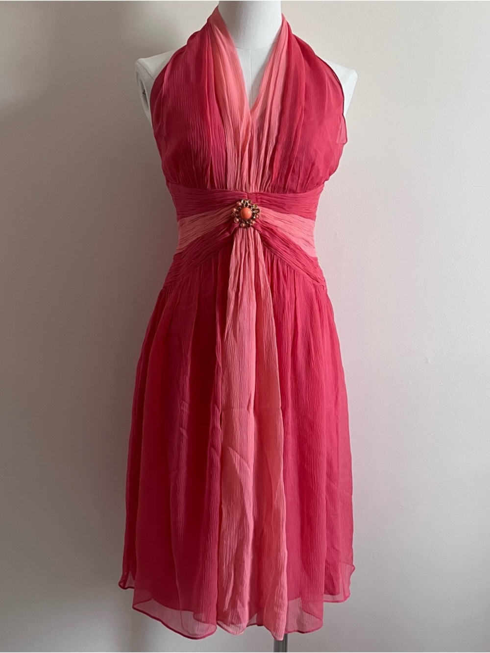 Maggy London silk pink halter dress